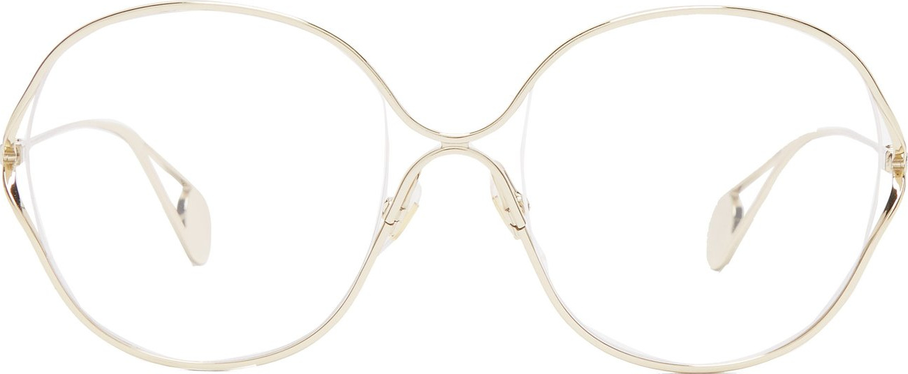 Gucci Round-frame metal and faux pearl glasses
