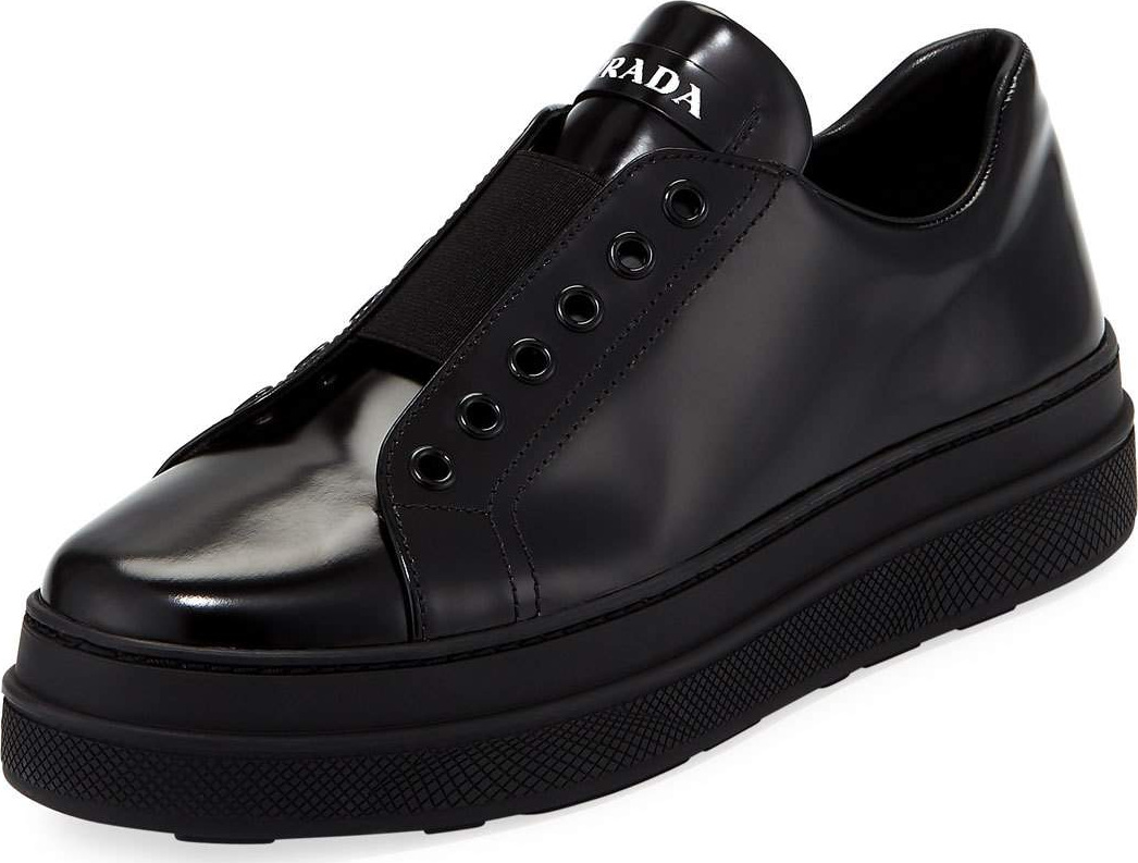 Prada Leather Slip-On Low-Top Sneaker