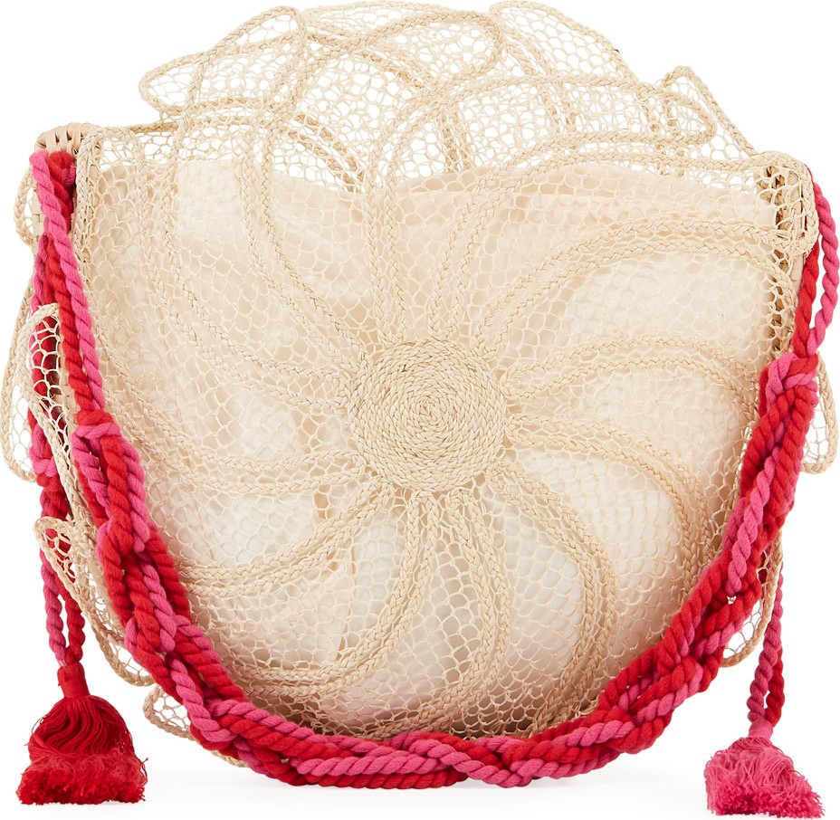 NANNACAY Catarina Round Straw Beach Tote Bag