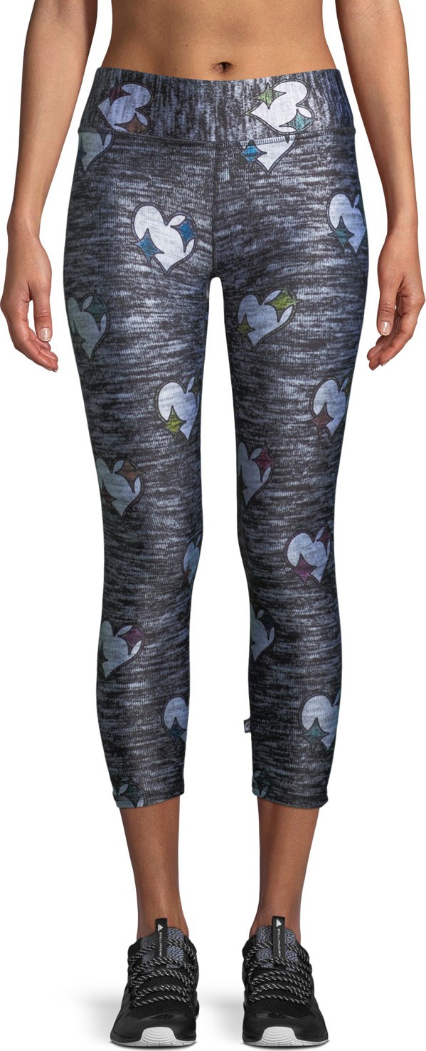 Terez Heathered Hearts Tall Band Capri Leggings
