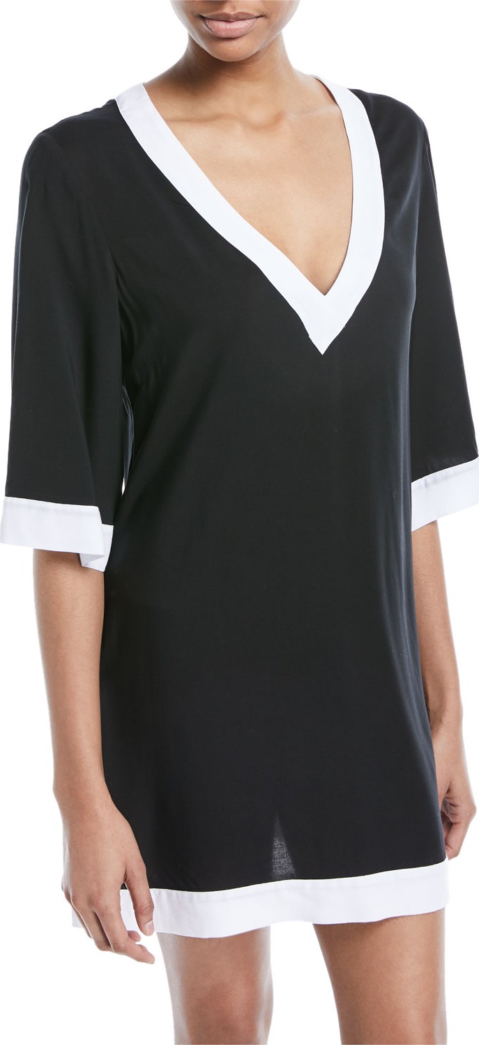 JETS by Jessika Allen Classique V-Neck Kaftan Coverup