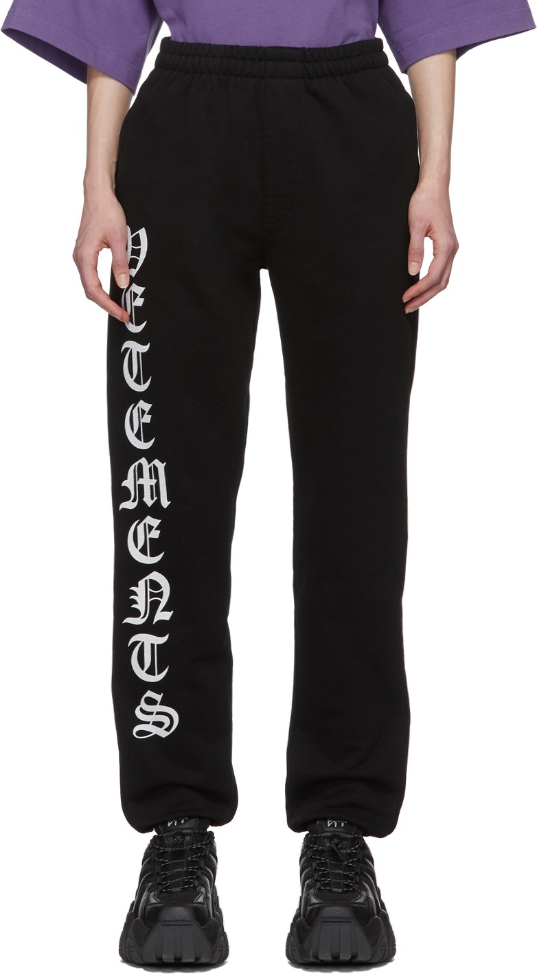 Vetements Black Gothic Logo Lounge Pants Vetements Black Gothic Logo Lounge Pants