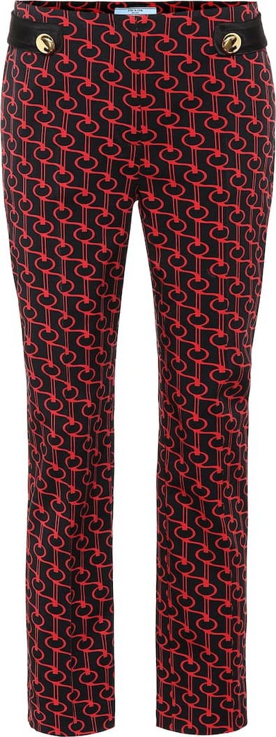 Prada Printed wool twill slim pants