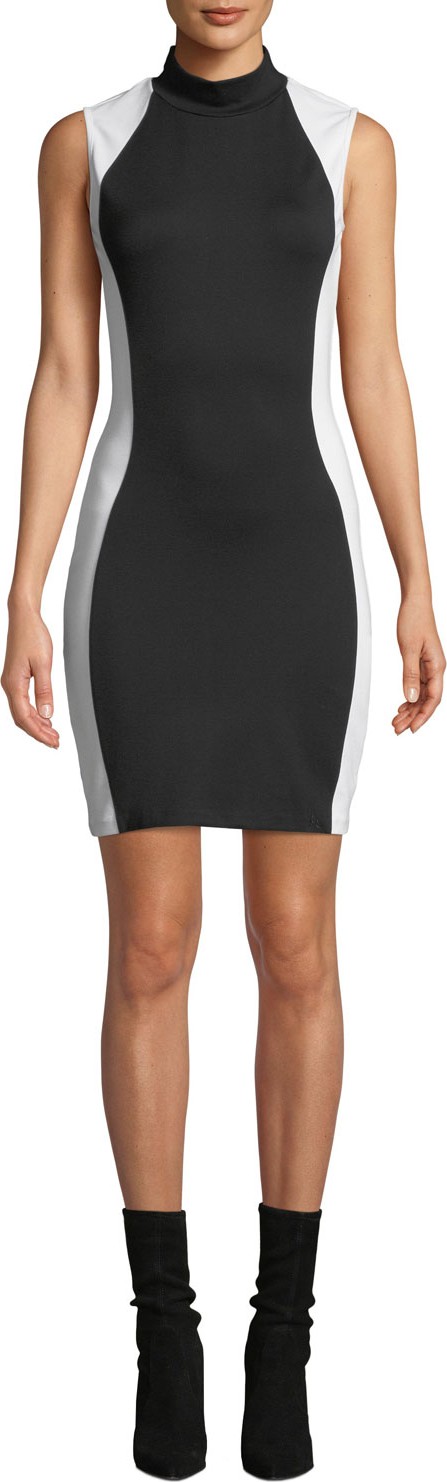 KENDALL + KYLIE Mock-Neck Bodycon Colorblock Dress