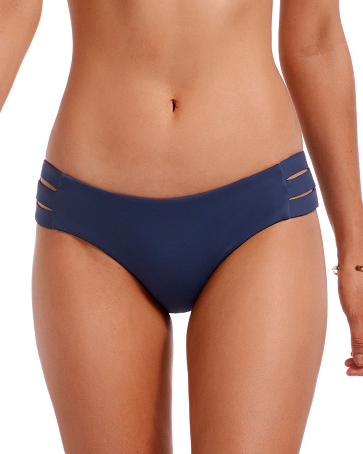 Vitamin A Emelia Triple-Strap Bikini Bottom, Deep Blue