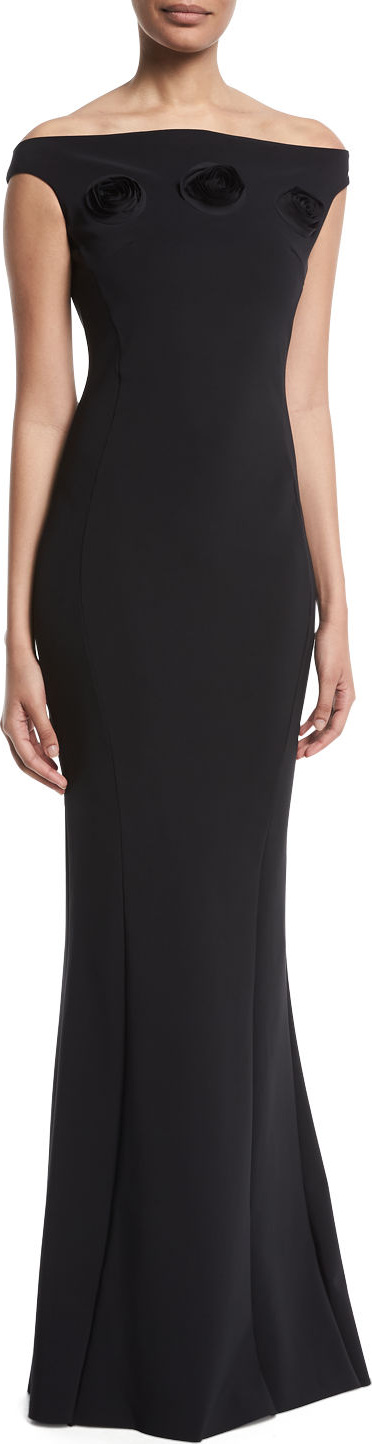 La Petite Robe di Chiara Boni Sissel Off-the-Shoulder 3D Rosette Gown