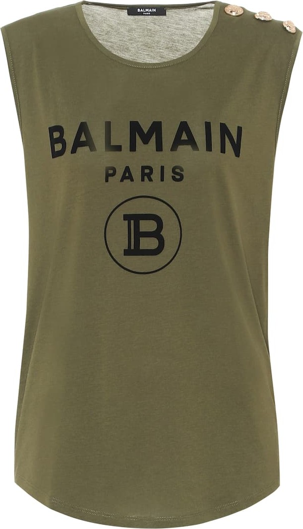 Balmain Logo cotton-jersey tank top