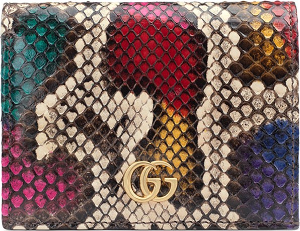 Gucci Petite Marmont Colorblock Python Flap Card Case