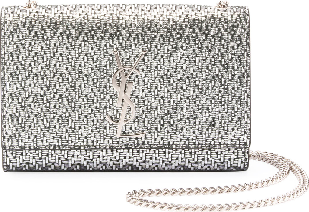 Saint Laurent Kate Monogram YSL Small Metallic Chevron Fabric Crossbody Bag