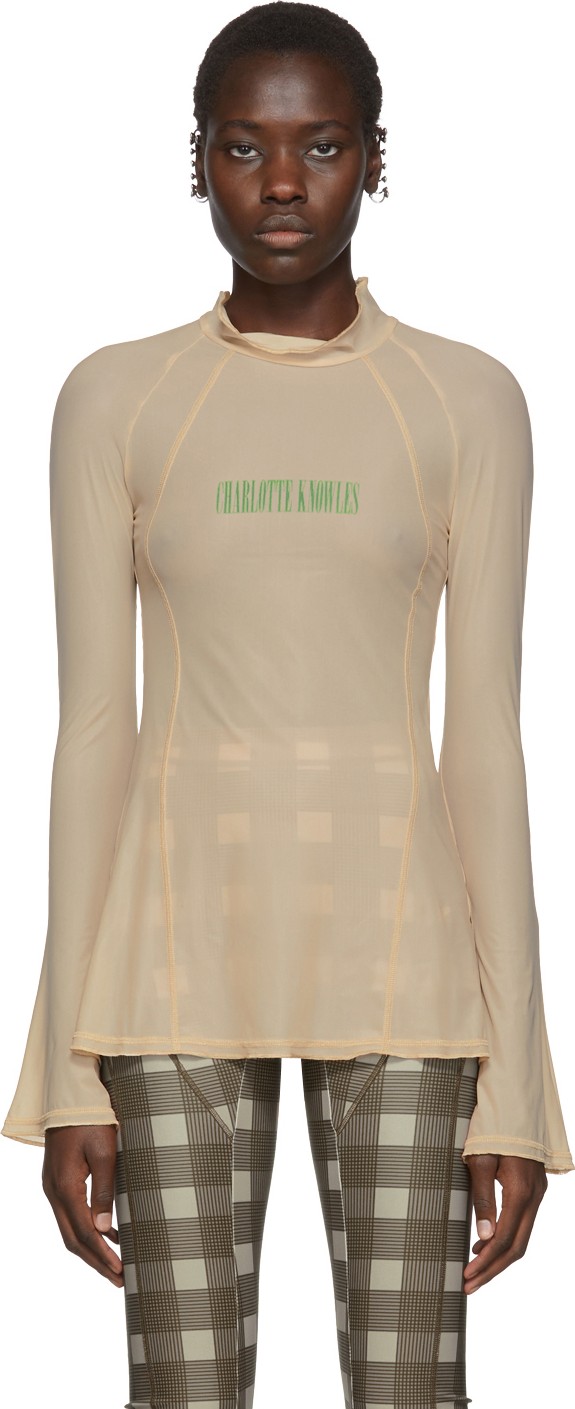 Charlotte Knowles Beige Truss Turtleneck