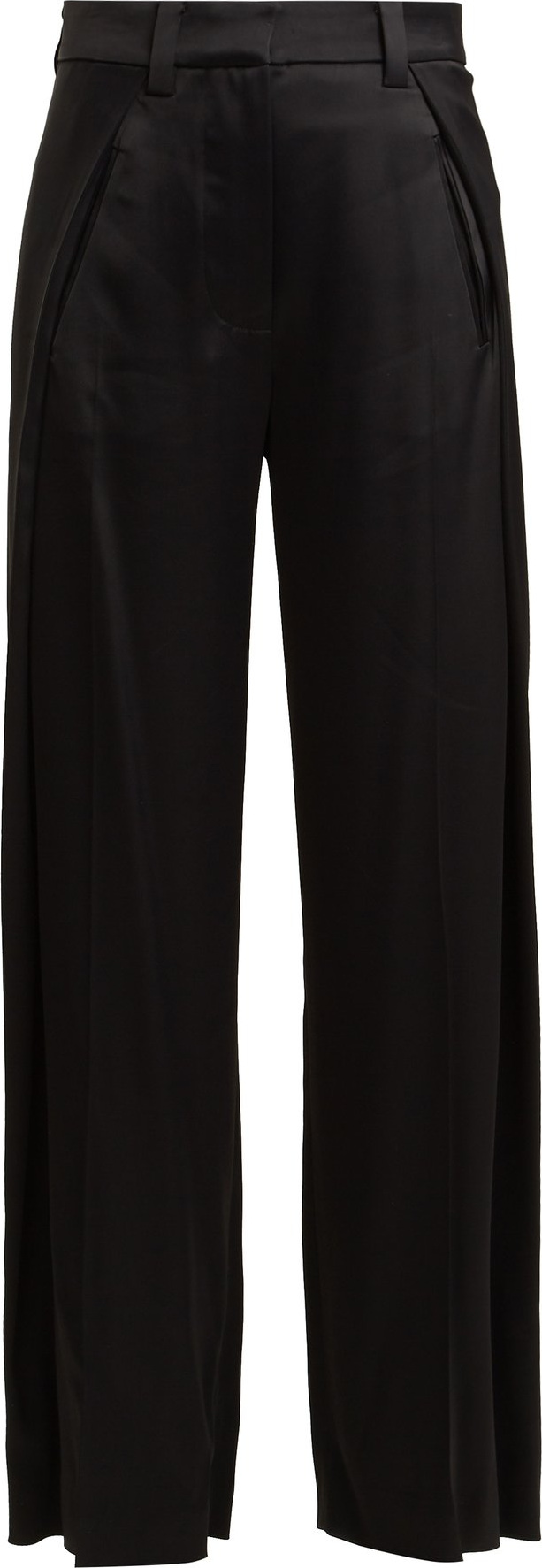 Summa Foldover wide-leg satin trousers