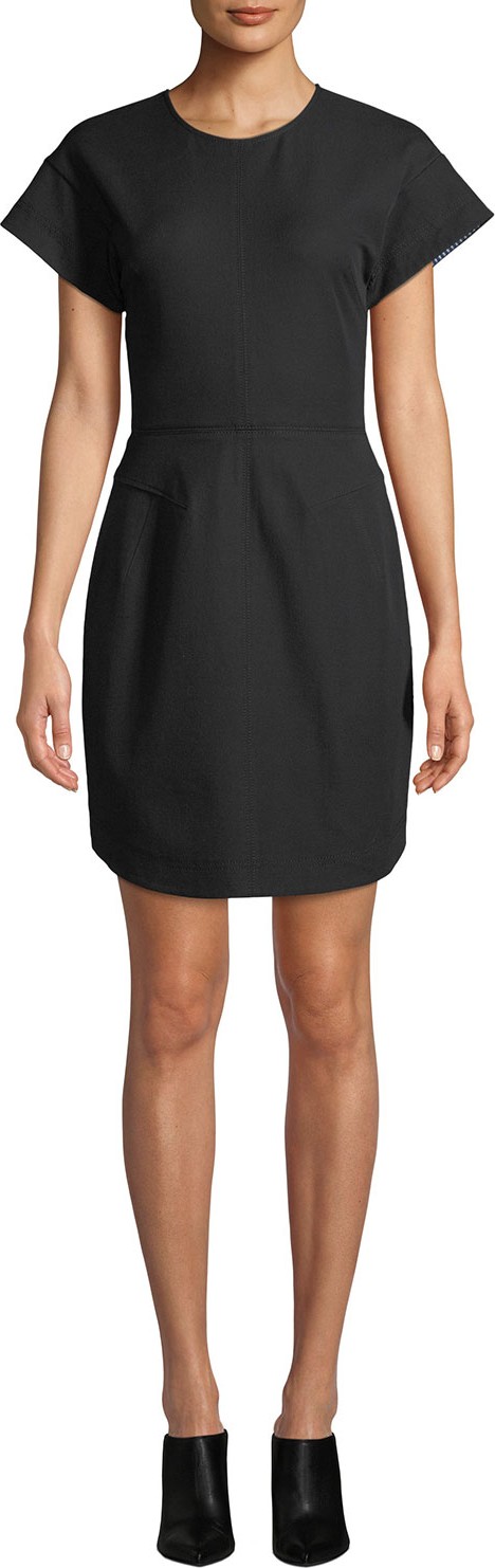 Derek Lam 10 Crosby Structure Short-Sleeve Crewneck Short Dress