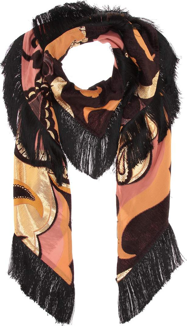 Etro Metallic silk-blend scarf