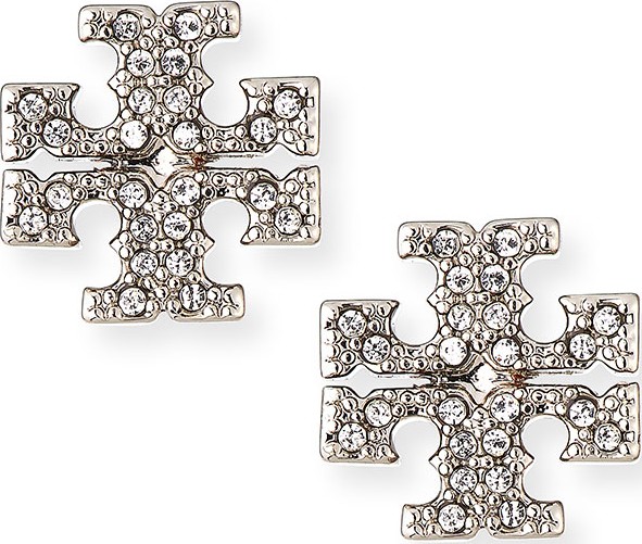 Tory Burch Crystal Logo Stud Earrings