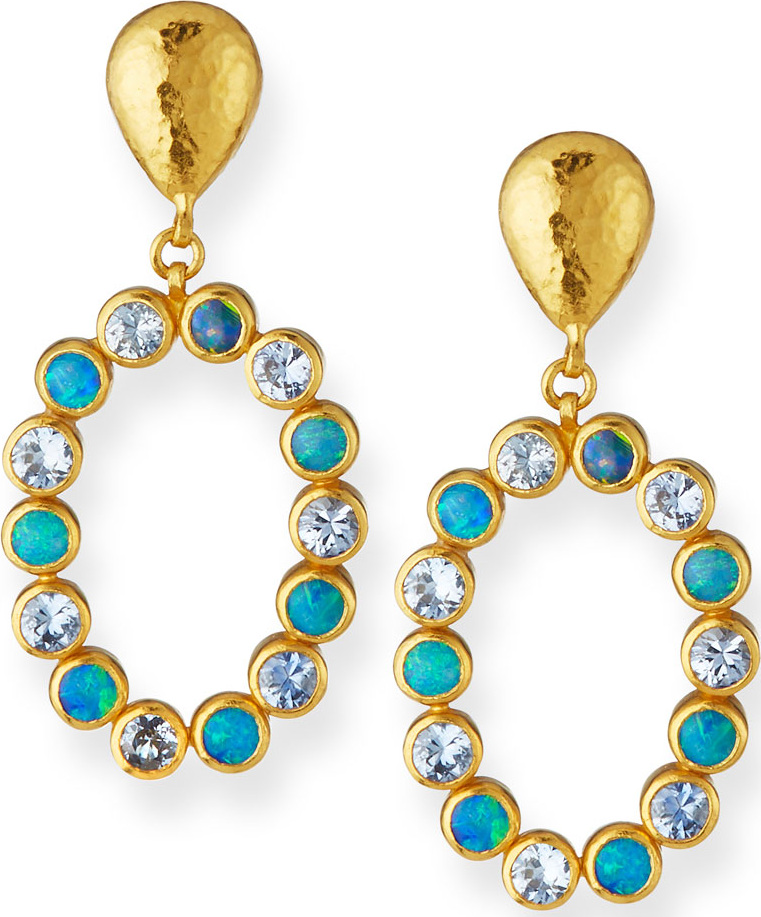 GURHAN One-of-a-Kind 24k Gold Opal & Aquamarine Drop Earrings