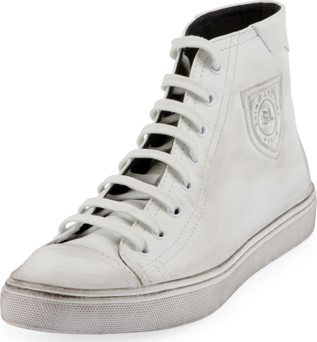 Saint Laurent Bedford Leather Lace-Up Sneakers