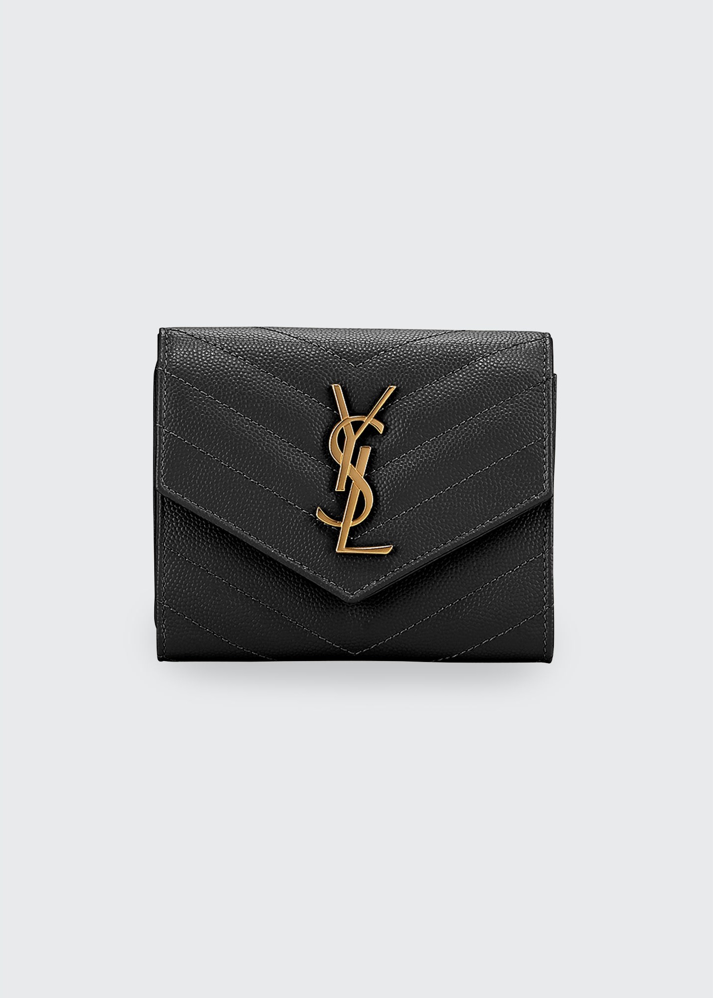 Saint Laurent Monogramme Small Grain de Poudre Tri-Fold Wallet