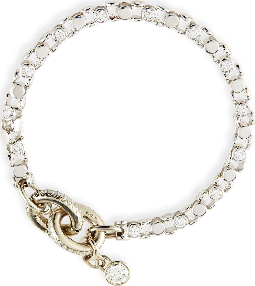 Oscar Heyman 18K White Gold Partial Diamond Watch Bracelet