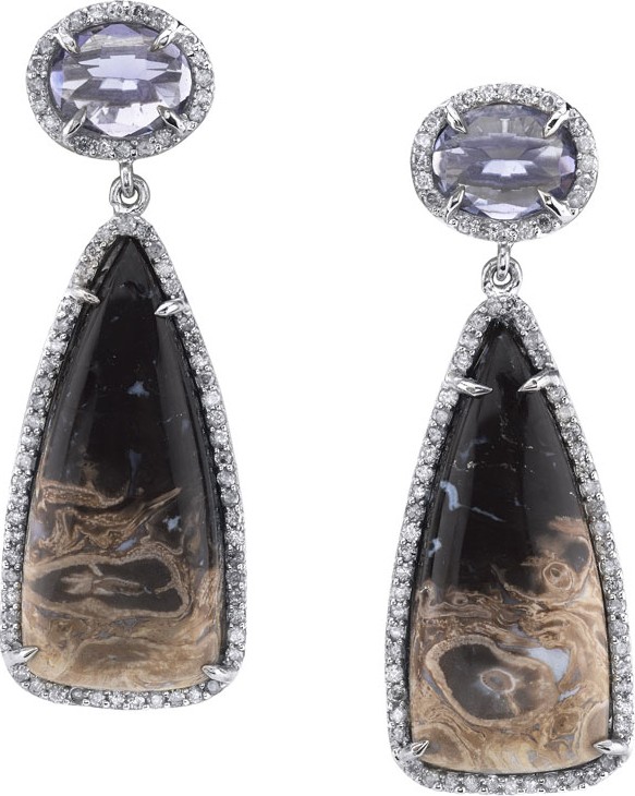 Sheryl Lowe Palm Root & Iolite Teardrop Earrings
