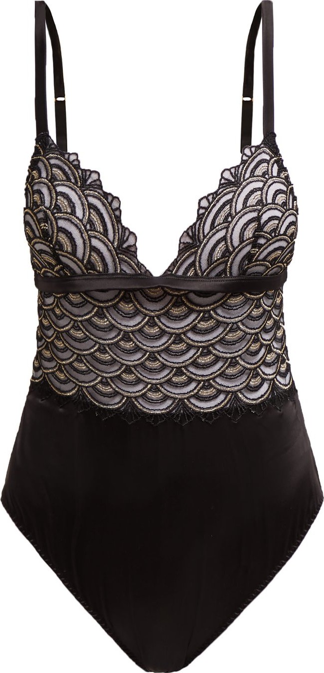 Coco De Mer X V&A Gilded Arch silk-blend bodysuit