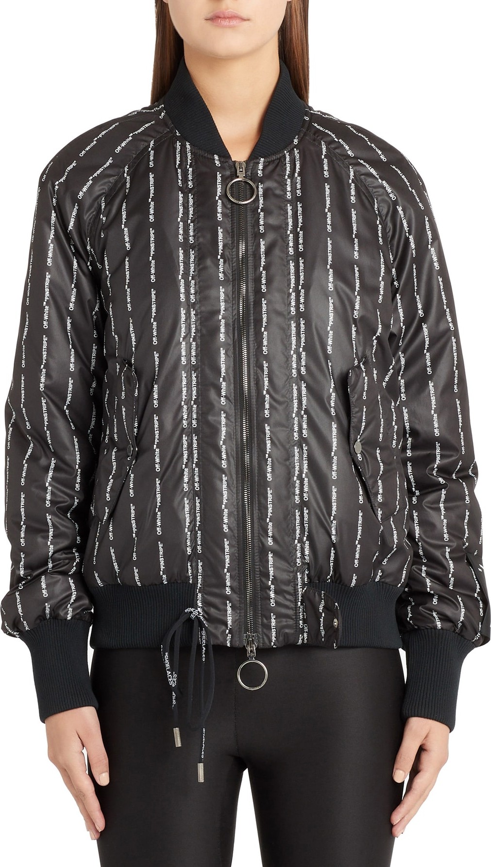 Off White Logo Military Bomber Jacket