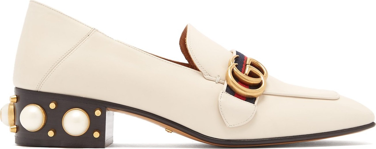 Gucci Peyton pearl-embellished leather loafers