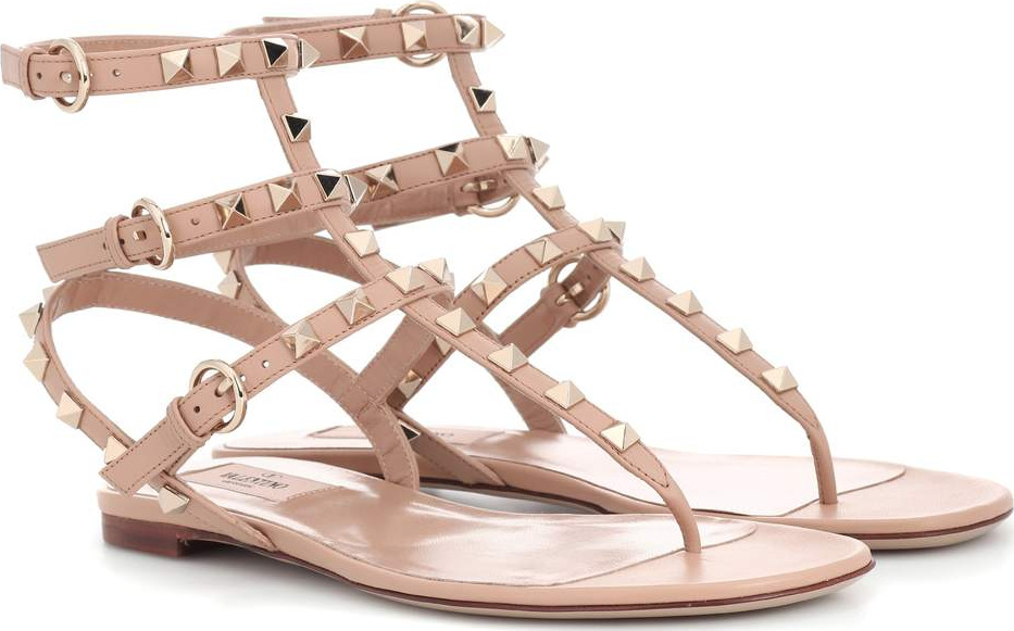 Valentino Valentino Garavani Rockstud leather flat sandals