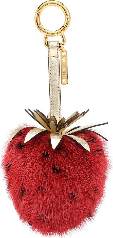 Fendi Strawberry mink fur bag charm