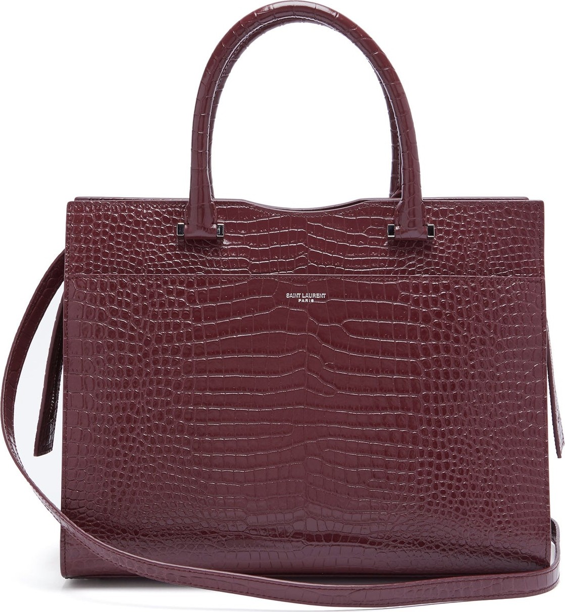 Saint Laurent Uptown crocodile-effect leather tote bag