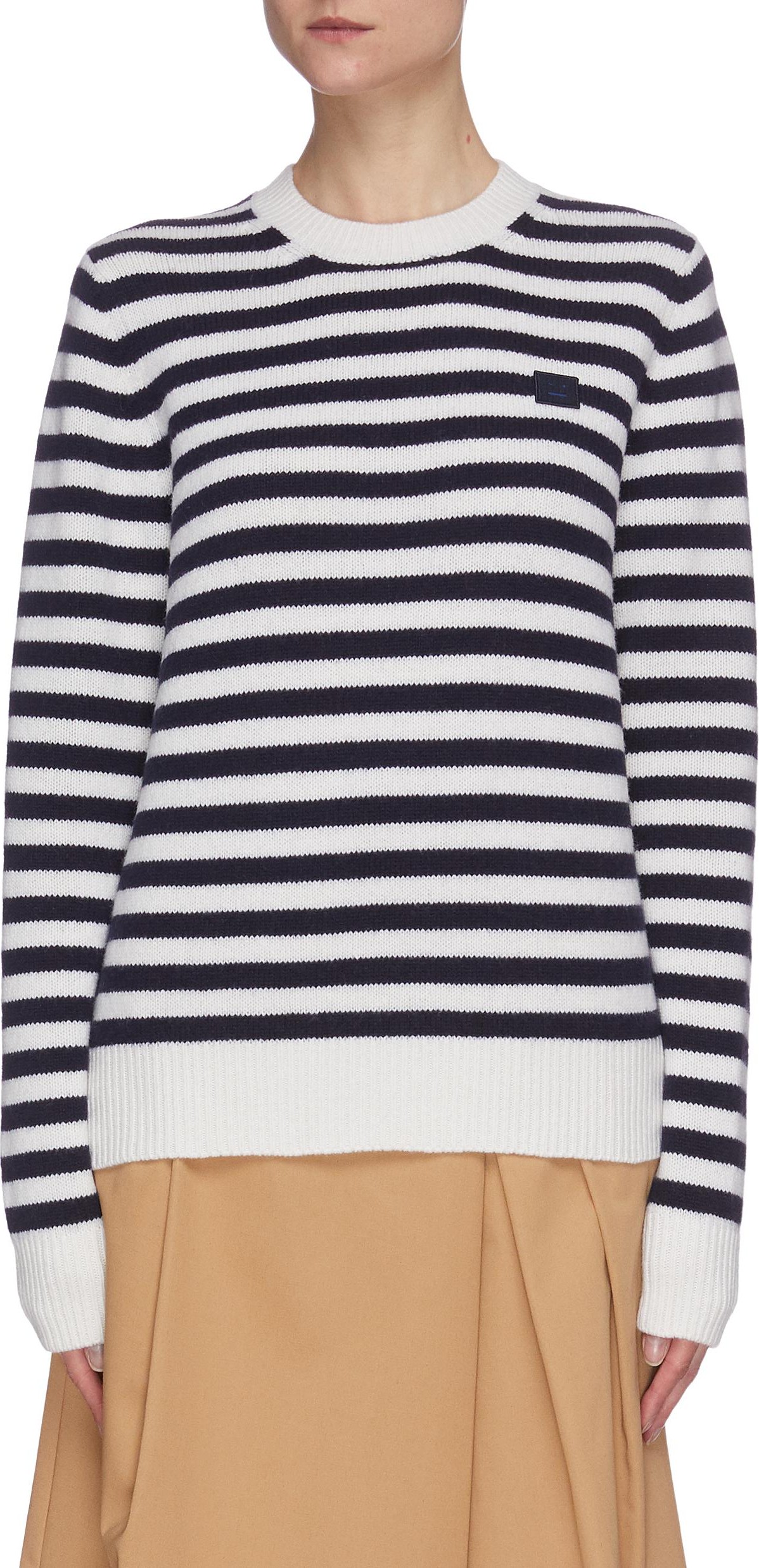 Acne Studios Face patch stripe knit sweater