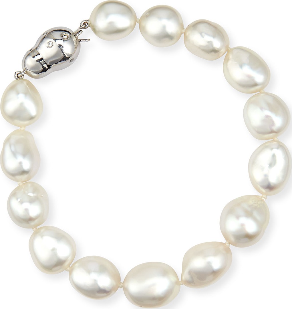 Assael 18K White Gold South Sea Baroque Pearl Bracelet