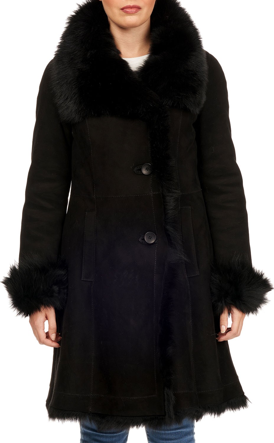 Christia Toscana-Trim Suede Stroller Coat