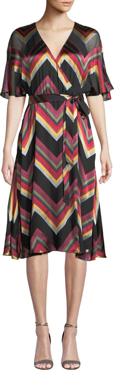 Alice + Olivia Lexa Chevron Stripe Midi Dress