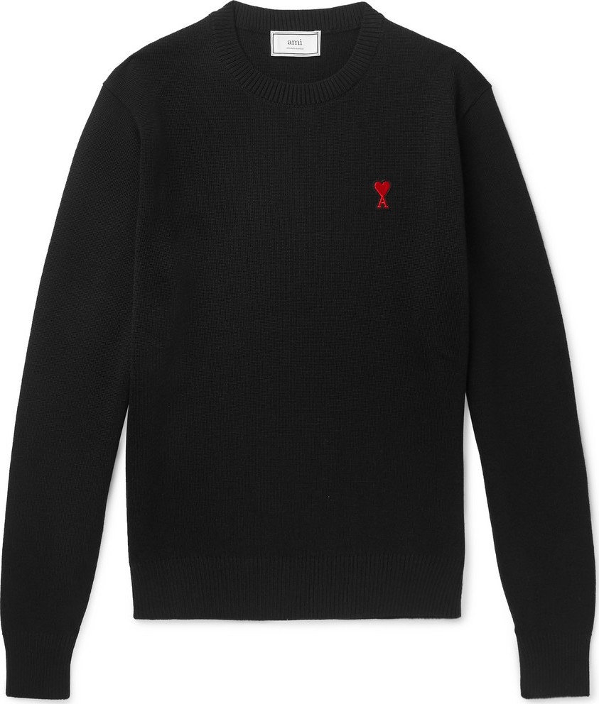 AMI Slim-Fit Logo-Appliquéd Merino Wool Sweater