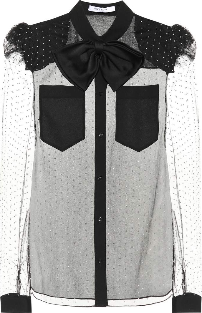 Givenchy Embellished mesh blouse