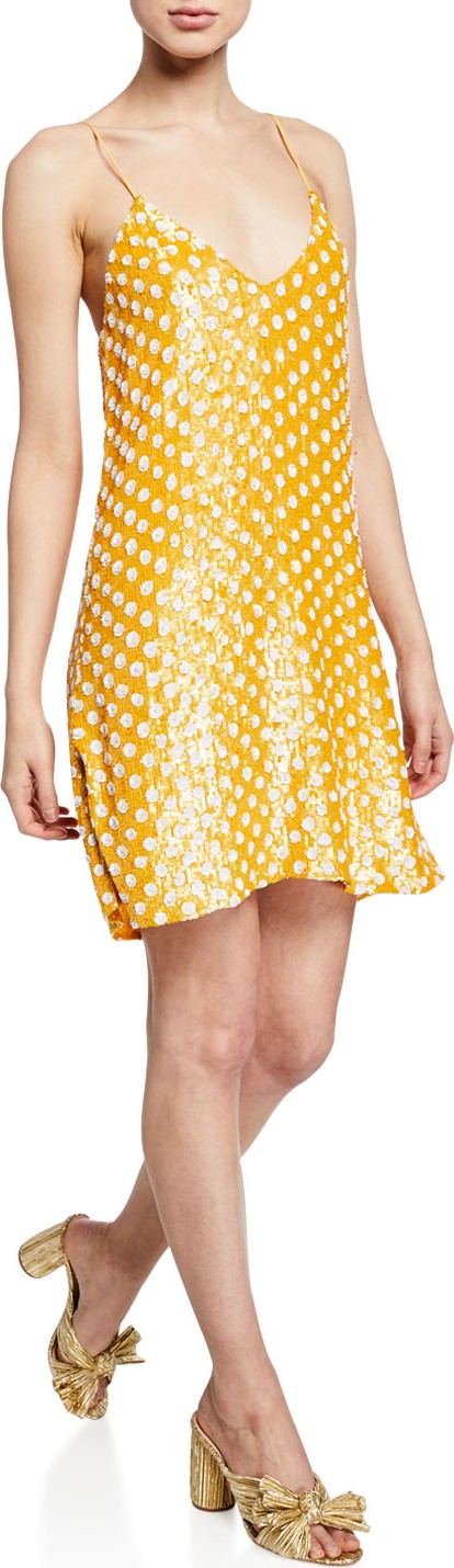 Caroline Constas Elena Polka Dot Sequined Slip Dress