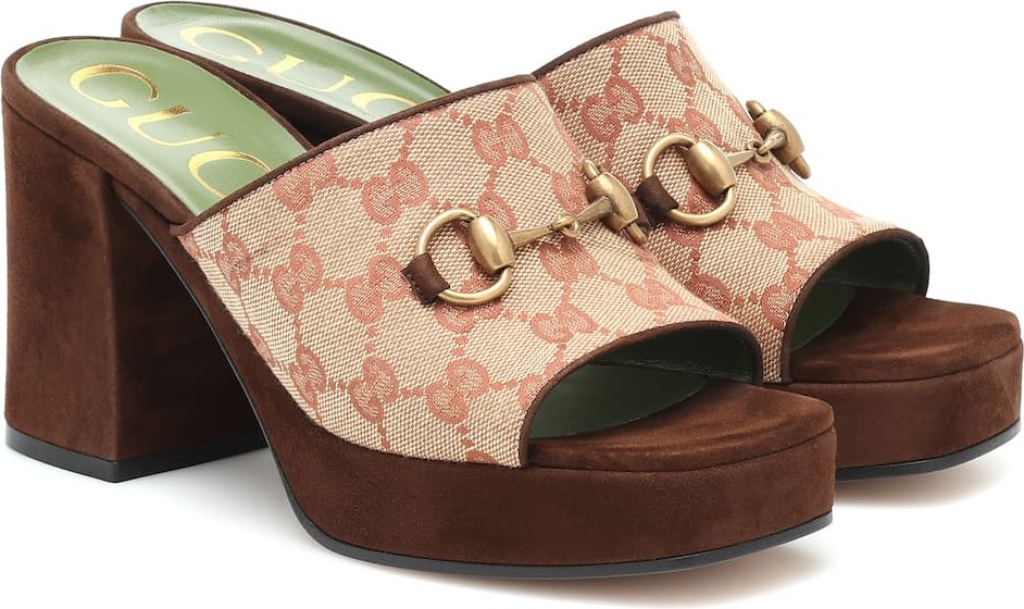 Gucci GG canvas and suede sandals