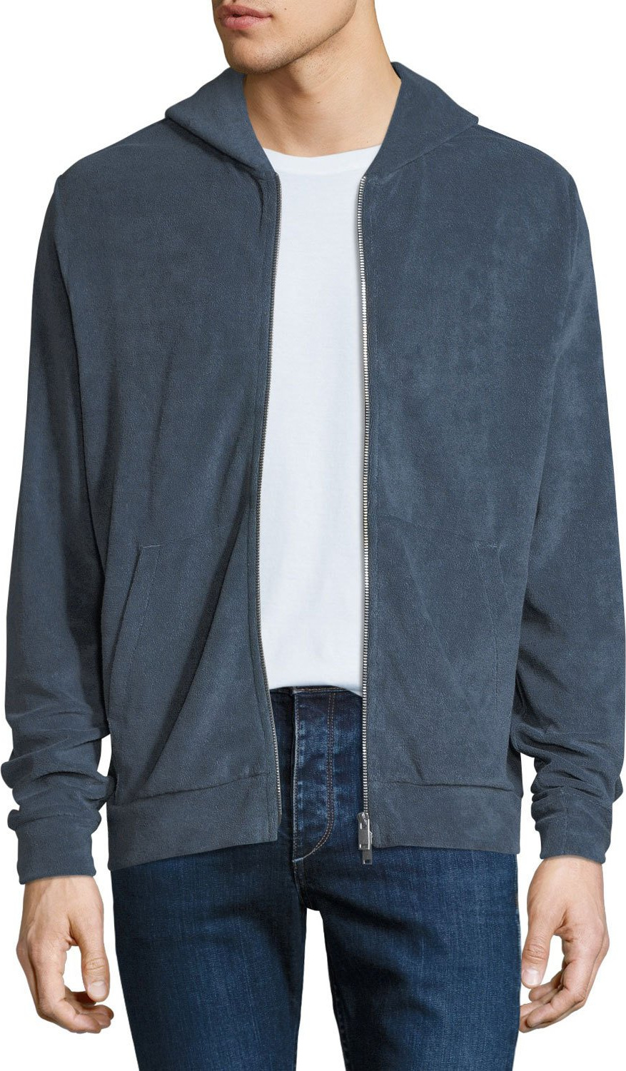 Theory Men's Microloop Terry Zip-Front Hoodie