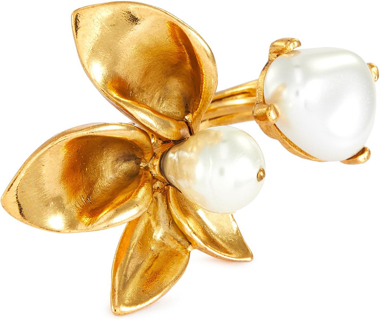 Oscar De La Renta Resin pearl flower ring