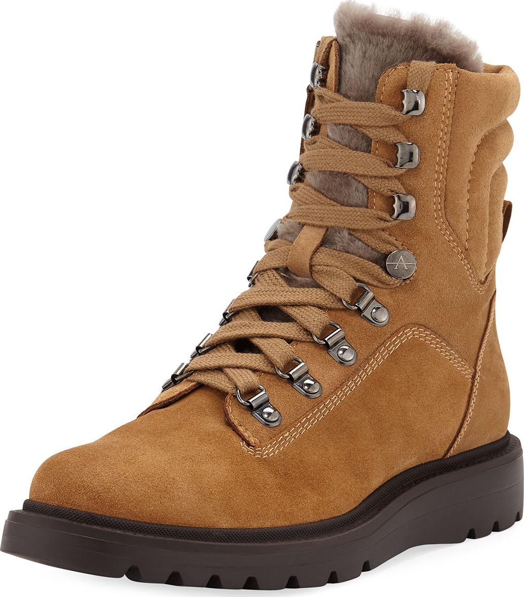 Aquatalia Christie Suede and Shearling Boots