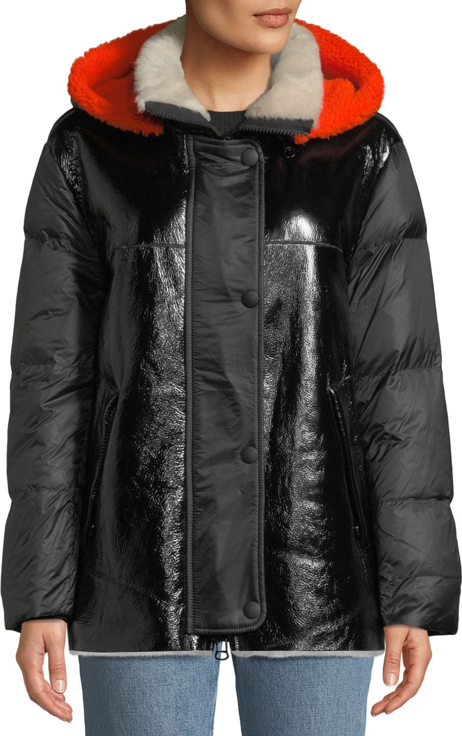 Army By Yves Salomon Lamb Shearling & Leather Down Jacket