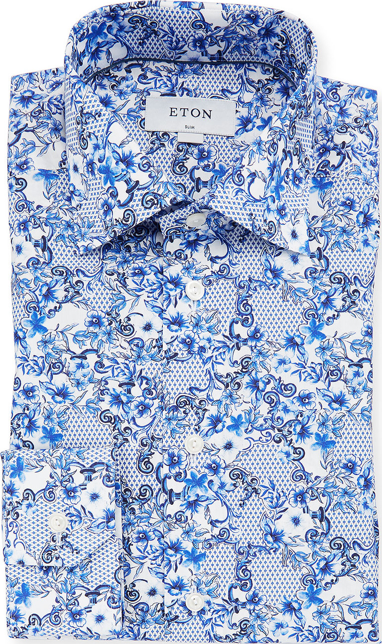Eton Men's Lisbon Slim-Fit Floral-Print Dress Shirt