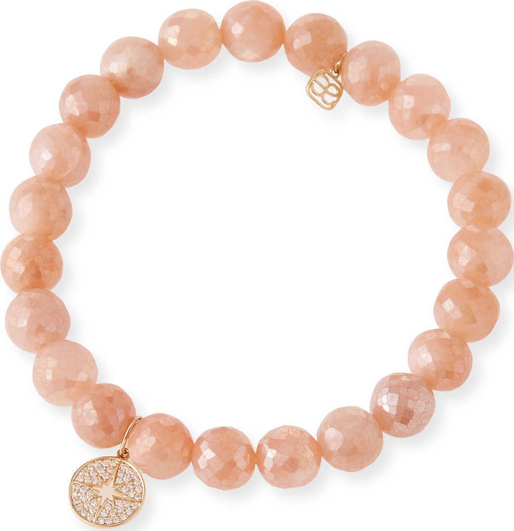 Sydney Evan 14k Diamond Star Disc & Moonstone Bracelet