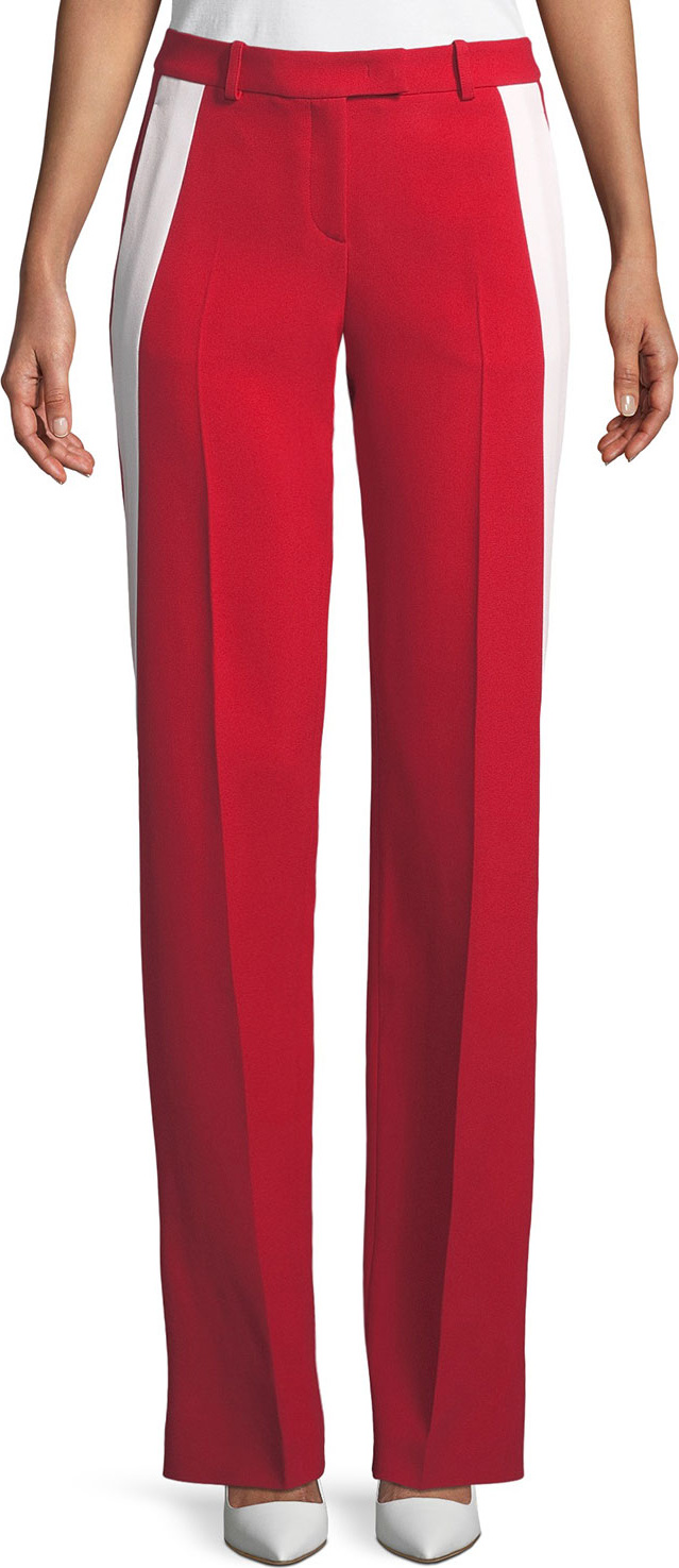 Michael Kors Collection Mid-Rise Double-Crepe Sable Straight-Leg Track Pants