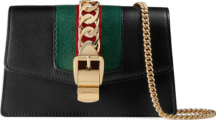 Gucci Sylvie Super Mini Leather Wallet on a Chain