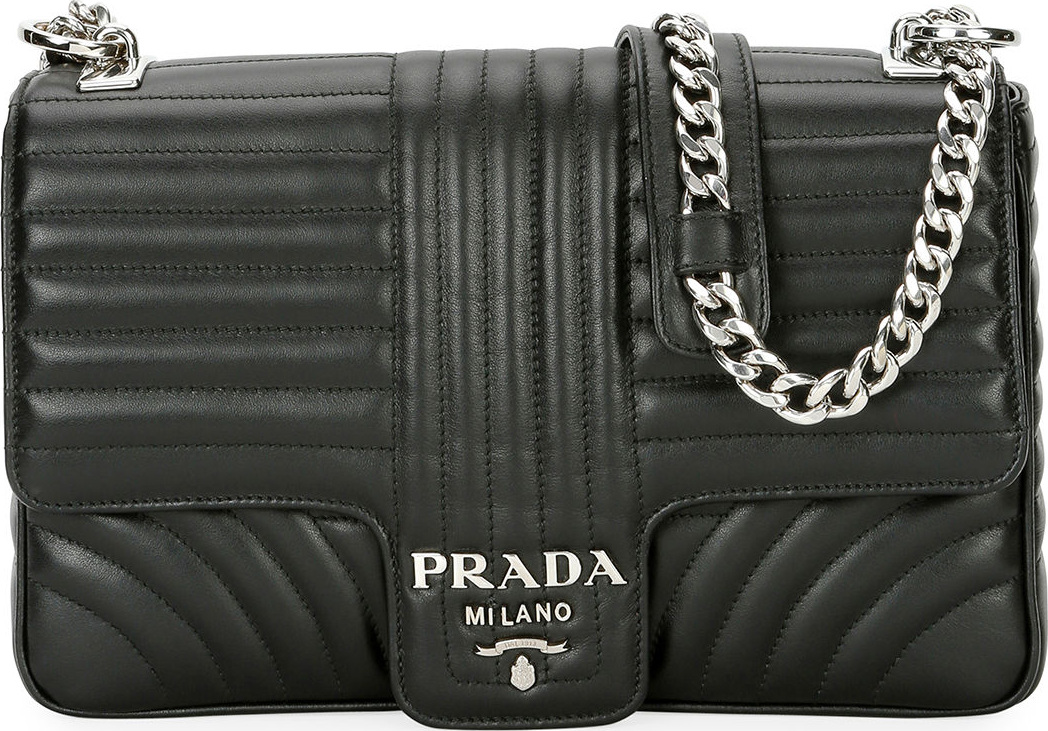 Prada Large Diagramme Shoulder Bag w/ Chain Strap