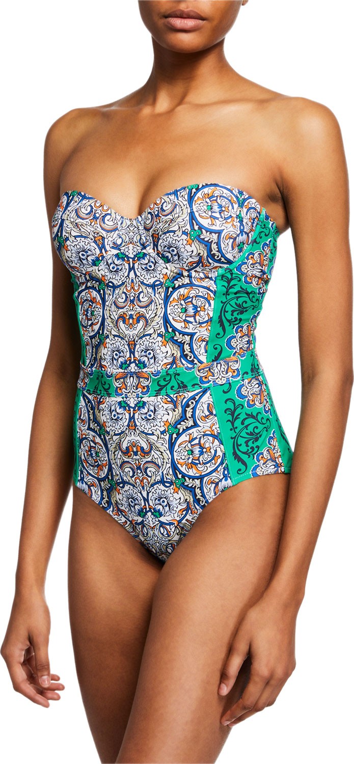 Tory Burch Printed Underwire One-Piece Swimsuit