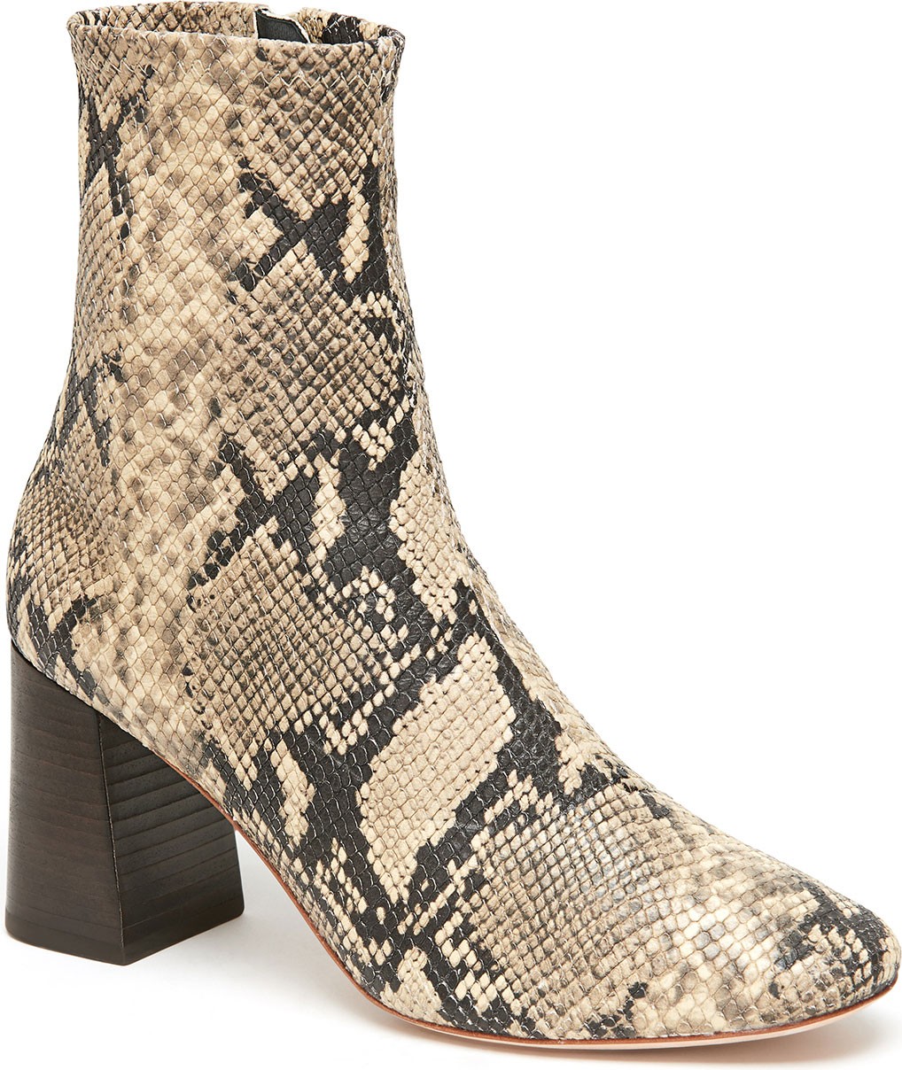 Loeffler Randall Elise Snake-Print Leather Booties