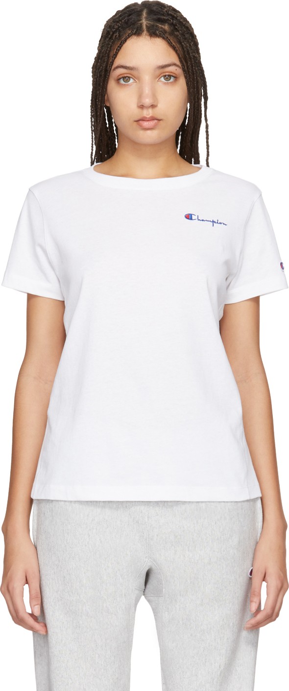 Champion Reverse Weave White Small Script T-Shirt