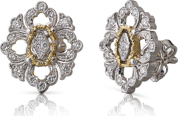 Buccellati Opera 18k Pavé Diamond Button Earrings